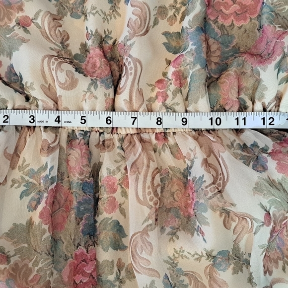 Vintage Lisa Michaels 80's Floral Print Day Dress Long Sleeve Sheer Size 14 - Picture 13 of 14